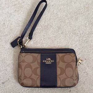 Coach Signature Brown and Black Wristlet
